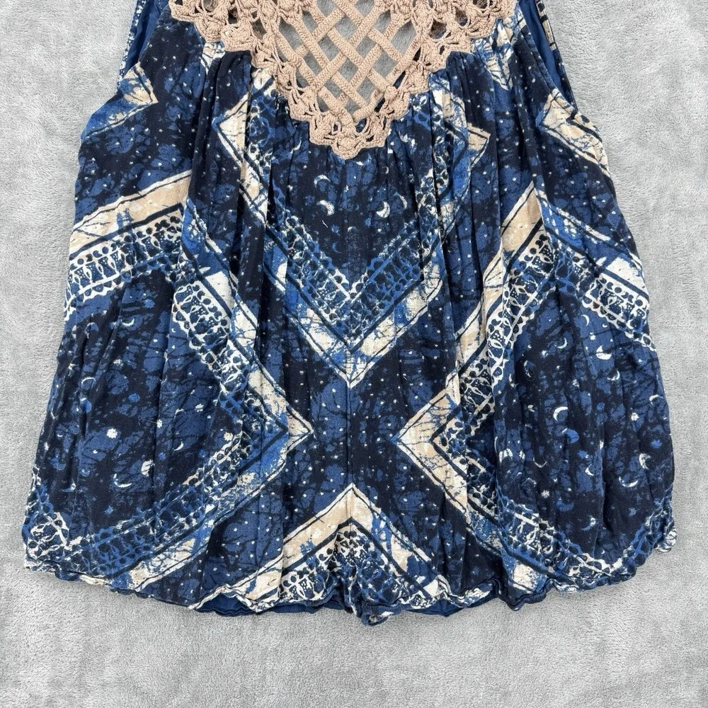 Free People Romper Womens Medium Celeste Macrame Bohemian Pockets Playsuit Beach